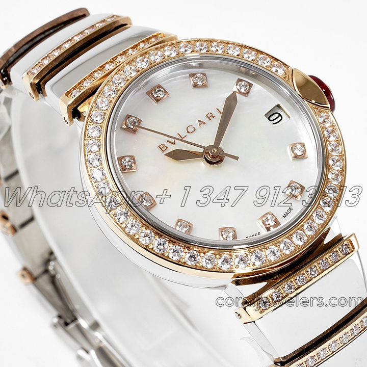 Replica Bvlgari Lvcea Bvf Mop Dial In Rose Goldsteel With Diamond Bezel (2)