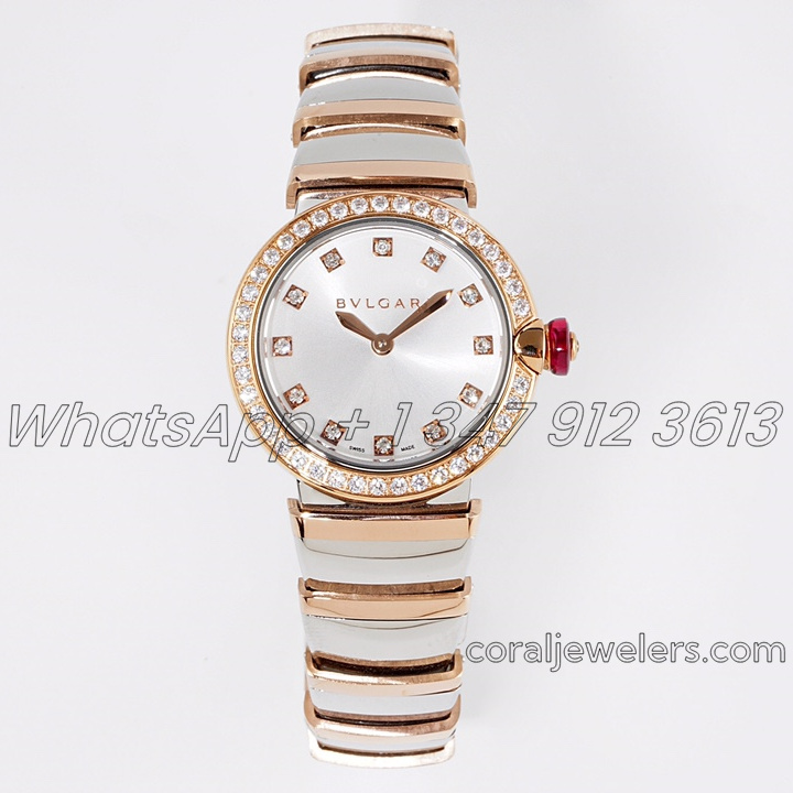 Replica Bvlgari Lvcea Bvf Silver Dial In Rose Goldsteel With Diamond Bezel (1)