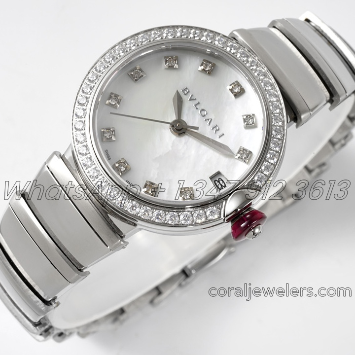 Replica Bvlgari Lvcea Mop Dial In Steel With Diamond Bezel (2)