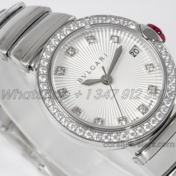 Replica Bvlgari Lvcea White Dial In Steel With Diamond Bezel (2)