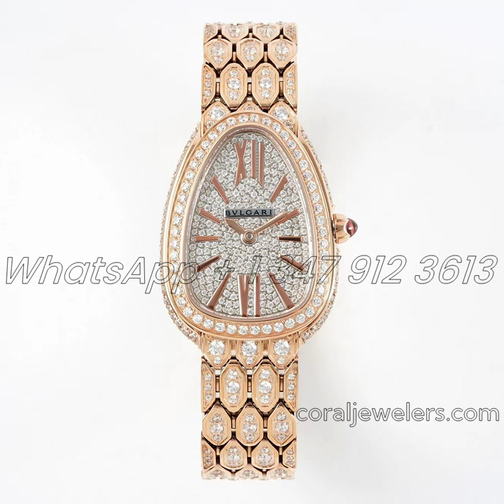 Replica Bvlgari Serpenti Seduttori Bvf Full Diamond Paved Dial In Yellow Gold (1)