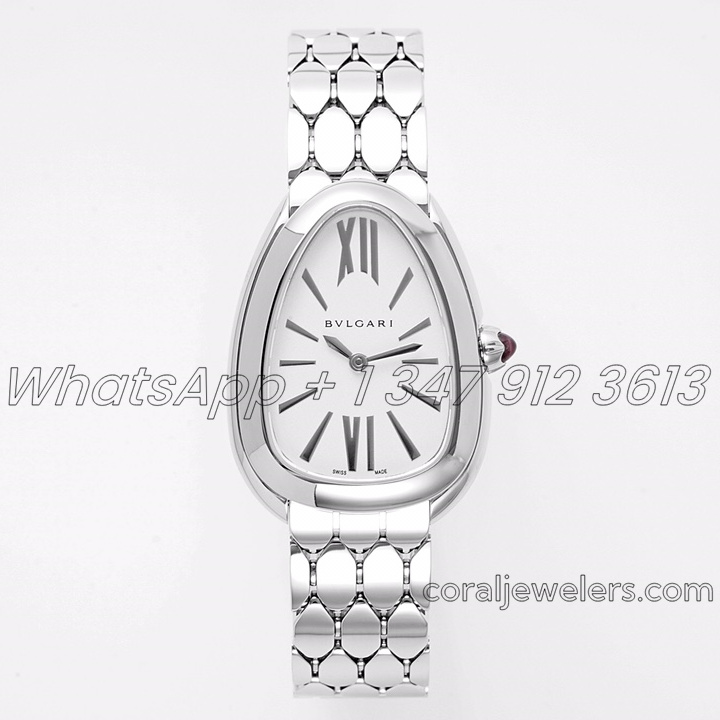 Replica Bvlgari Serpenti Seduttori Bvf Ref 103141 White Dial In Steel With Diamonds (1)