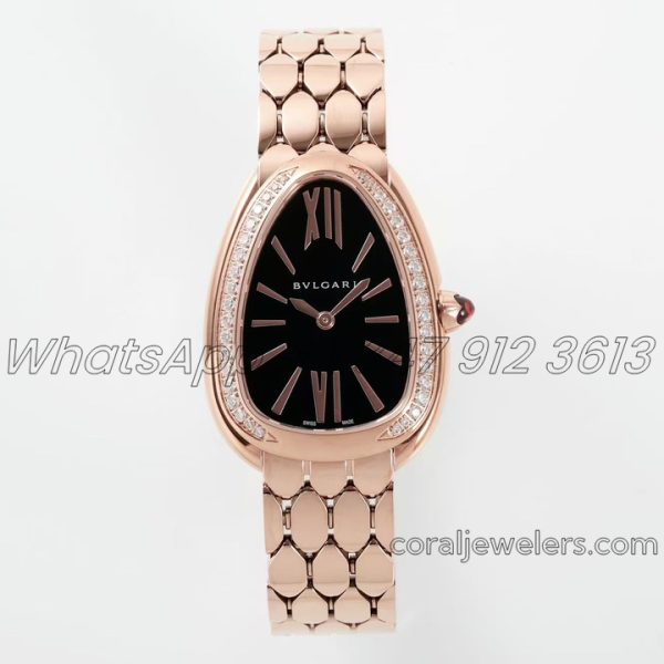 Replica Bvlgari Serpenti Seduttori Bvf Ref 103146 Black Dial In Rose Gold With Diamond Bezel (1)