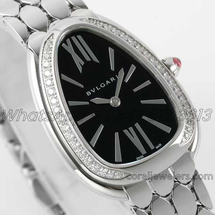 Replica Bvlgari Serpenti Seduttori Bvf Ref 103361 Black Dial In Steel With Diamonds (2)