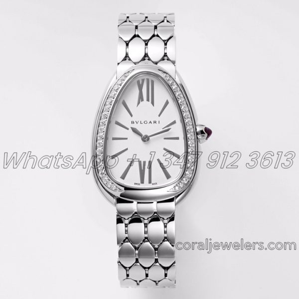 Replica Bvlgari Serpenti Seduttori Bvf Ref 103361 White Dial In Steel With Diamonds (1)