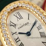 Replica Cartier Baignoire Af Mini Silver Dial In Yellow Gold On Green Leather Strap (3)