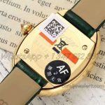 Replica Cartier Baignoire Af Mini Silver Dial In Yellow Gold On Green Leather Strap (5)