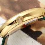 Replica Cartier Baignoire Af Mini Silver Dial In Yellow Gold On Green Leather Strap (6)