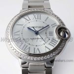 Replica Cartier Ballon Bleu 33mm Af Blue Dial With Diamond Bezel In Steel (2)