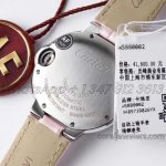 Replica Cartier Ballon Bleu 33mm Af Pink Dial In Steel On Pink Leather Strap (6)