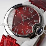 Replica Cartier Ballon Bleu 33mm Af Quartz Red Dial In Red Leather Strap (3)