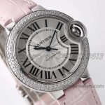 Replica Cartier Ballon Bleu 33mm Af Ss & Diamonds Silver Dial (4)