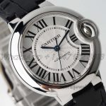 Replica Cartier Ballon Bleu 33mm Af Silver Dial In Steel On Black Leather Strap (4)