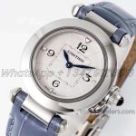 Replica Cartier Pasha 30mm Af White Dial In Blue Leather Strap (7)