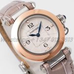 Replica Cartier Pasha 30mm Af White Dial In Pink Leather Strap (4)