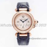 Replica Cartier Pasha 30mm Af White Dial With Diamond Bezel In Rose (2)