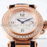 Replica Cartier Pasha 30mm Af White Dial With Diamond Bezel In Rose (7)