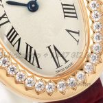 Replica Cartier Baignoire Af Mini Silver Dial In Rose Gold On Red Leather Strap (5)