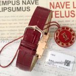 Replica Cartier Tank Louis Ladies Af White Dial Rose Gold With Diamond Bezel In Brown Leather Strap (9)