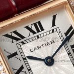 Replica Cartier Tank Louis Ladies Af White Dial Rose Gold With Diamond Bezel In Red Leather Strap (4)