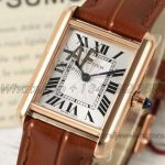 Replica Cartier Tank Louis Ladies Af White Dial In Rose Gold In Brown Leather Strap (2)