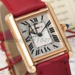 Replica Cartier Tank Louis Ladies Af White Dial In Rose Gold In Red Leather Strap (3)