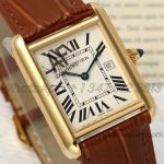 Replica Cartier Tank Louis Ladies Af White Dial In Yellow Gold In Brown Leather Strap (3)