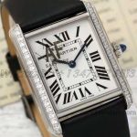 Replica Cartier Tank Louis Ladies Af White Dial With Diamond Bezel In Steel (3)