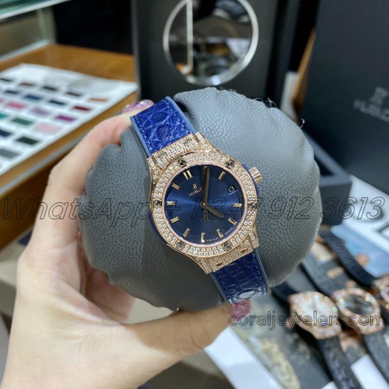 Replica Gsf Hublot Classic Fusion Stainless Steel 33mm Rg & Diamond Blue Dial (1)