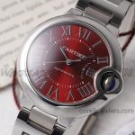 Replica Cartier Ballon Bleu 33mm Af V2 Ss Red Dial Swiss Ronda Quartz (3)