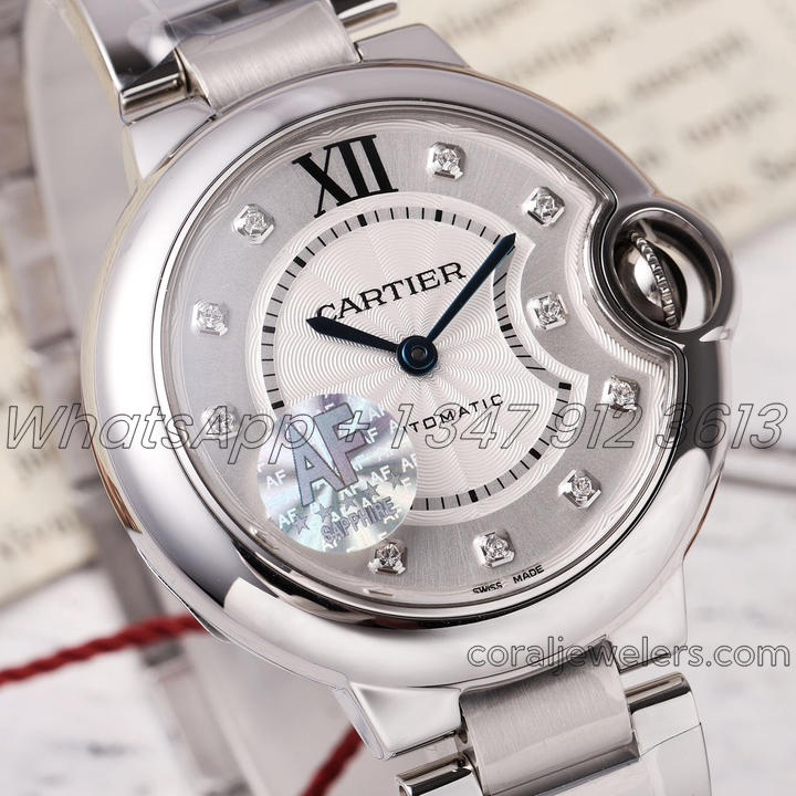 Replica Cartier Ballon Bleu 33mm Af V2 Ss Silver Dial Swiss Ronda Quartz (2)