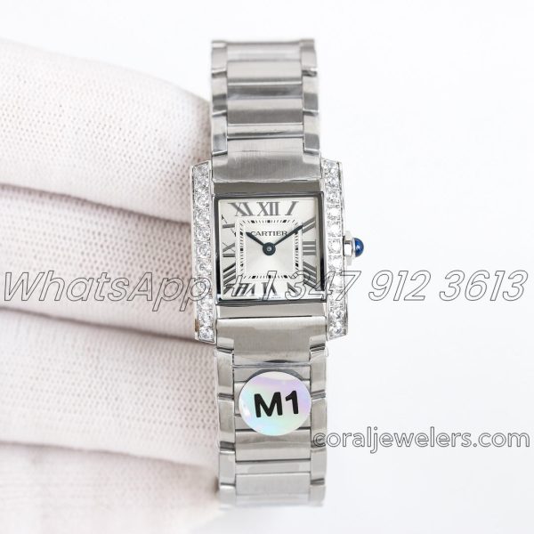 Replica Cartier Tank Francaise Ladies M+ White Dial With Diamond Bezel (1)