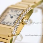 Replica Cartier Tank Francaise Ladies M+ Yellow Gold With Diamond Bezel (6)