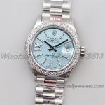 Replica Rolex Ladies Datejust 28mm 278384 Twf Blue Dial Diamond Markers With Diamond Bezel In Steel (2)