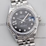 Replica Rolex Ladies Datejust 28mm 279174 Twf Black Dial With Diamond Markers In Steel (2)