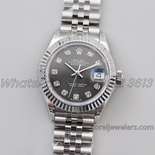 Replica Rolex Ladies Datejust 28mm 279174 Twf Grey Dial With Diamond Markers In Steel (1)