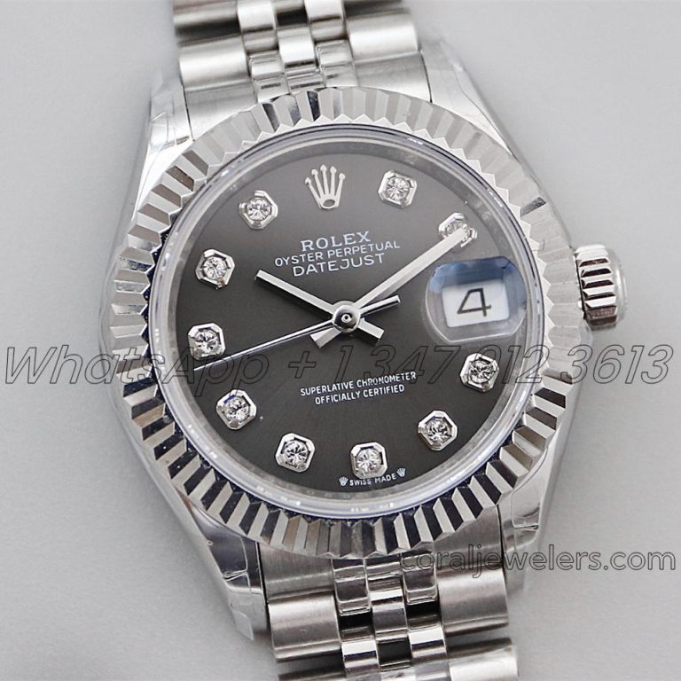 Replica Rolex Ladies Datejust 28mm 279174 Twf Grey Dial With Diamond Markers In Steel (2)