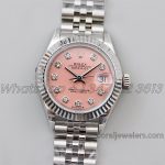 Replica Rolex Ladies Datejust 28mm 279174 Twf Pink Dial With Diamond Markers In Steel (1)