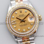 Replica Rolex Ladies Datejust 28mm 279383rbr Twf Champagne Dial With Diamond Bezel In Yellow Goldsteel (11)