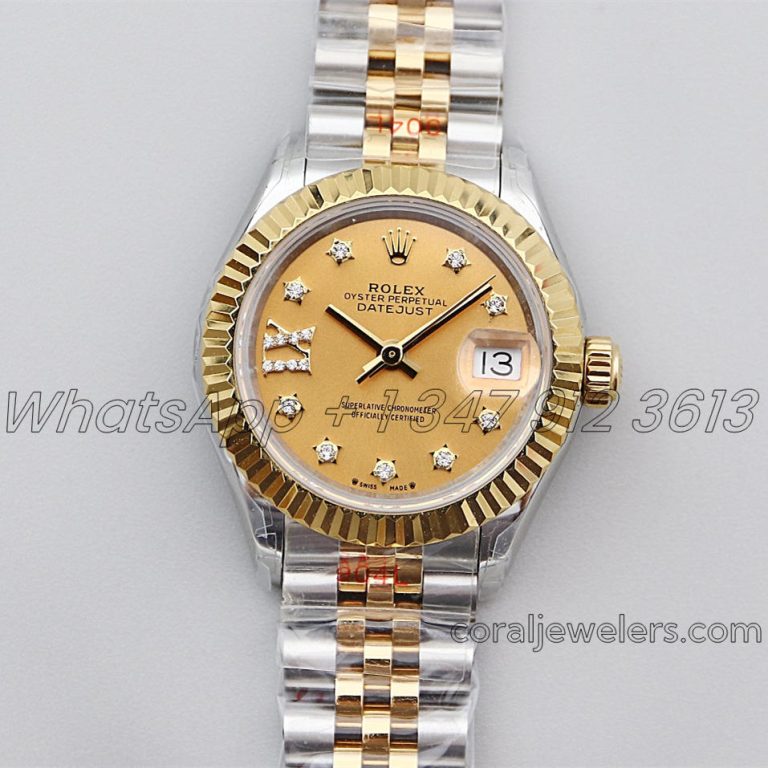 Replica Rolex Ladies Datejust 28mm 279383rbr Twf Champagne Dial With Diamond Marker In Yellow Goldsteel (1)