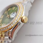 Replica Rolex Ladies Datejust 28mm 279383rbr Twf Green Dial With Diamond Bezel In Yellow Goldsteel (4)