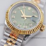 Replica Rolex Ladies Datejust 28mm 279383rbr Twf Green Dial With Diamond Marker In Yellow Goldsteel (3)