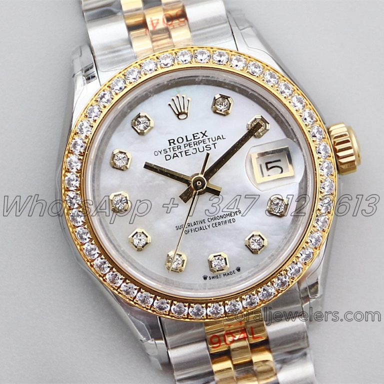 Replica Rolex Ladies Datejust 28mm 279383rbr Twf Mop Dial With Diamond Bezel In Yellow Goldsteel (2)