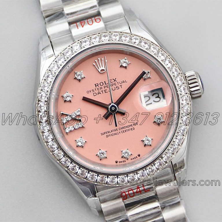 Replica Rolex Ladies Datejust 28mm 279384rbr Twf Pink Dial Diamond Markers In Steel (2)