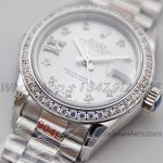 Replica Rolex Ladies Datejust 28mm 279384rbr Twf Silver Dial Diamond Markers In Steel (3)