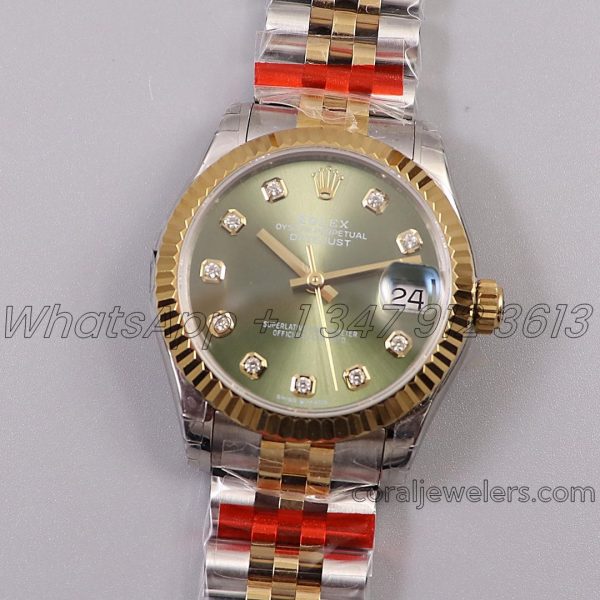 Replica Rolex Ladies Datejust 31mm 278273 Twf 904l & Rg Grenn Dial Swiss 2836 (1)