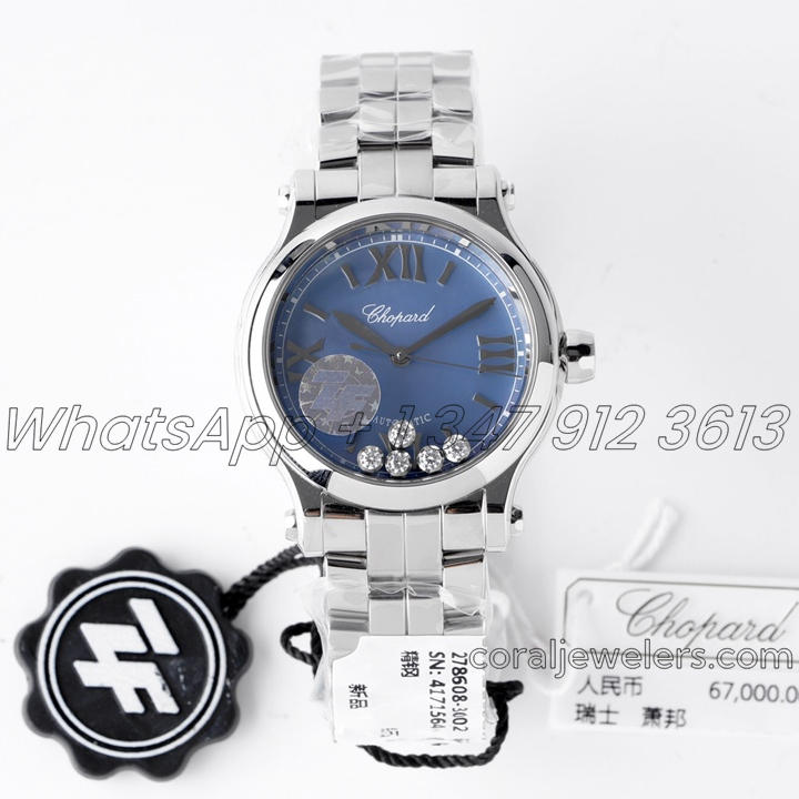 Replica Chopard Happy Sport Automatic Zf 30mm Blue Mop Dial In Steel (1)