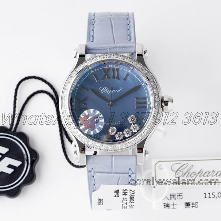 Replica Chopard Happy Sport Automatic Zf 30mm Blue Mop Dial With Diamond Bezel (1)