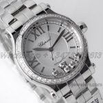 Replica Chopard Happy Sport Automatic Zf 30mm White Dial With Diamond Bezel In Steel (2)