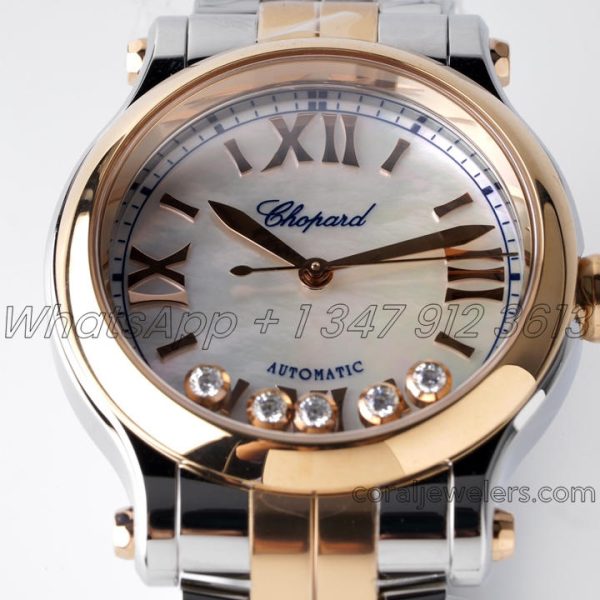 Replica Chopard Happy Sport Automatic Zf 30mm White Mop Dial In Steelrose Gold (2)